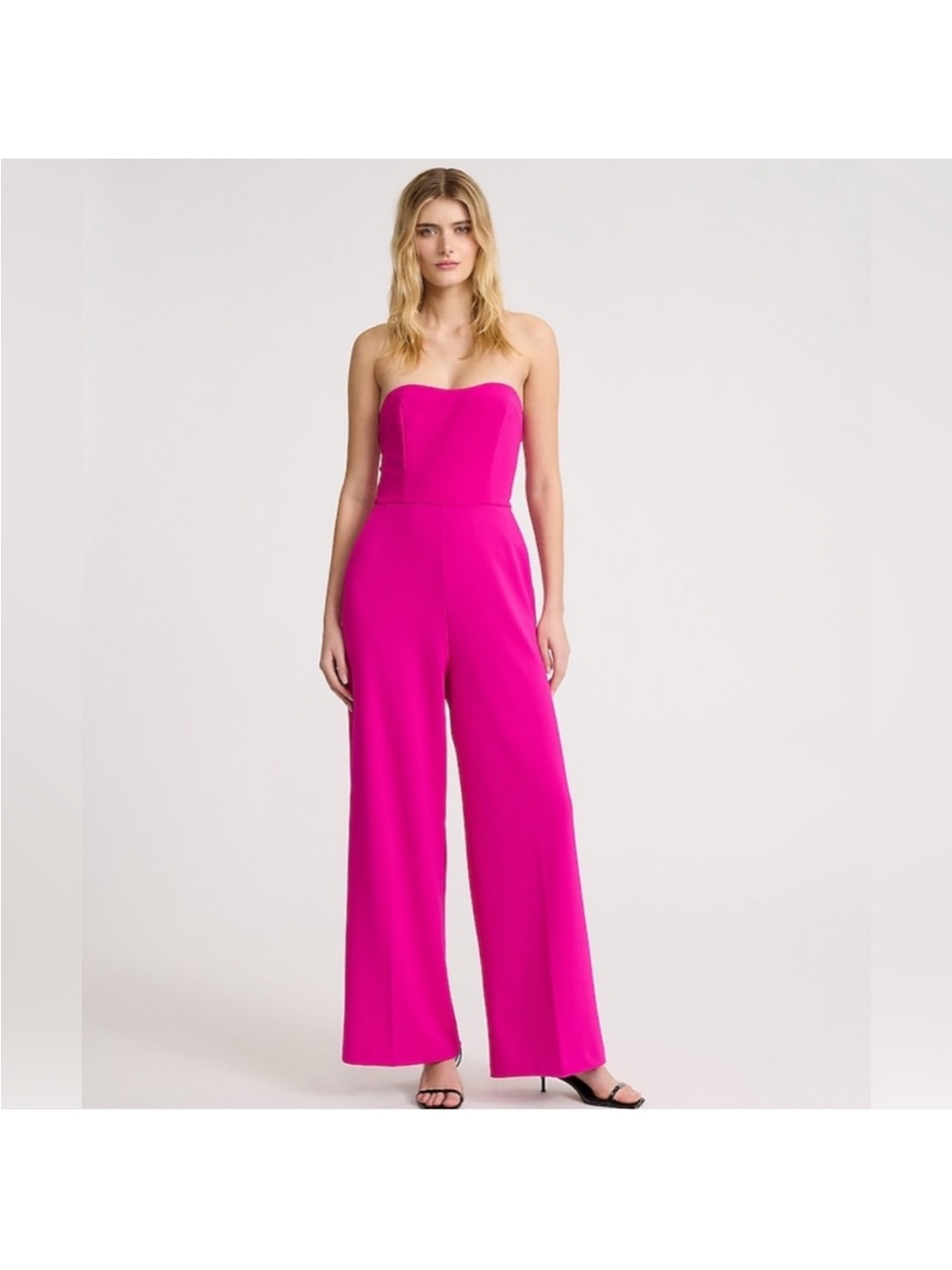 Express Strapless Wide-Leg Jumpsuit in Hot Pink